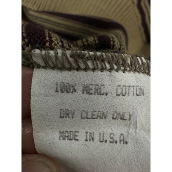 80s VTG Tricots St.Raphael Mens Sz M Cotton Vest Tan Maroon Green Stripe Diamond - Picture 5 of 5